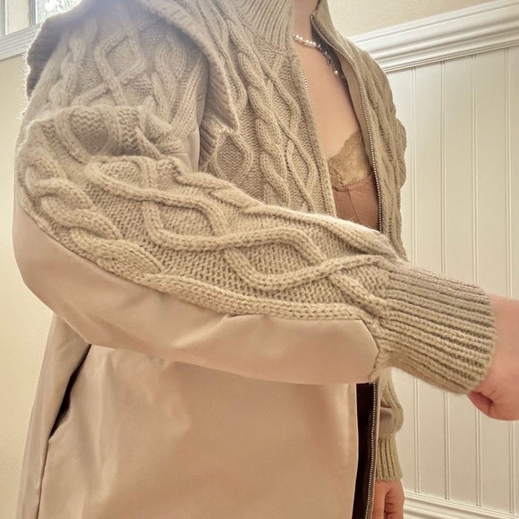 Elegant Beige Cable Knit Cardigan - Picture 6 of 13